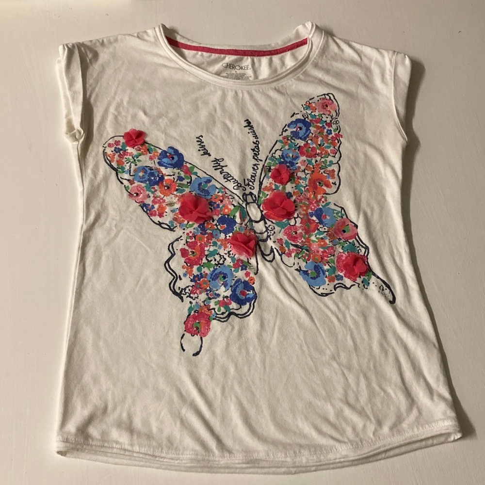 Butterfly Design Butterfly kisses, Flower Petal Wishes white t shirt top
